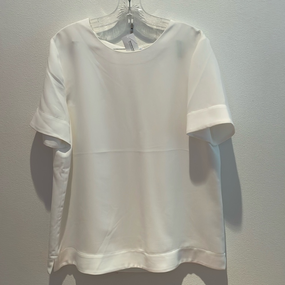 NWT Banana Republic minimalist short sleeve white top Size L